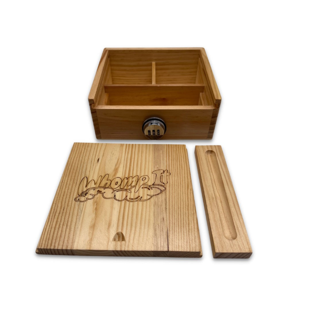 Blake & Lake Wood Stash Box with Rolling Tray - Wood Stash Box w/Storage - Rolli